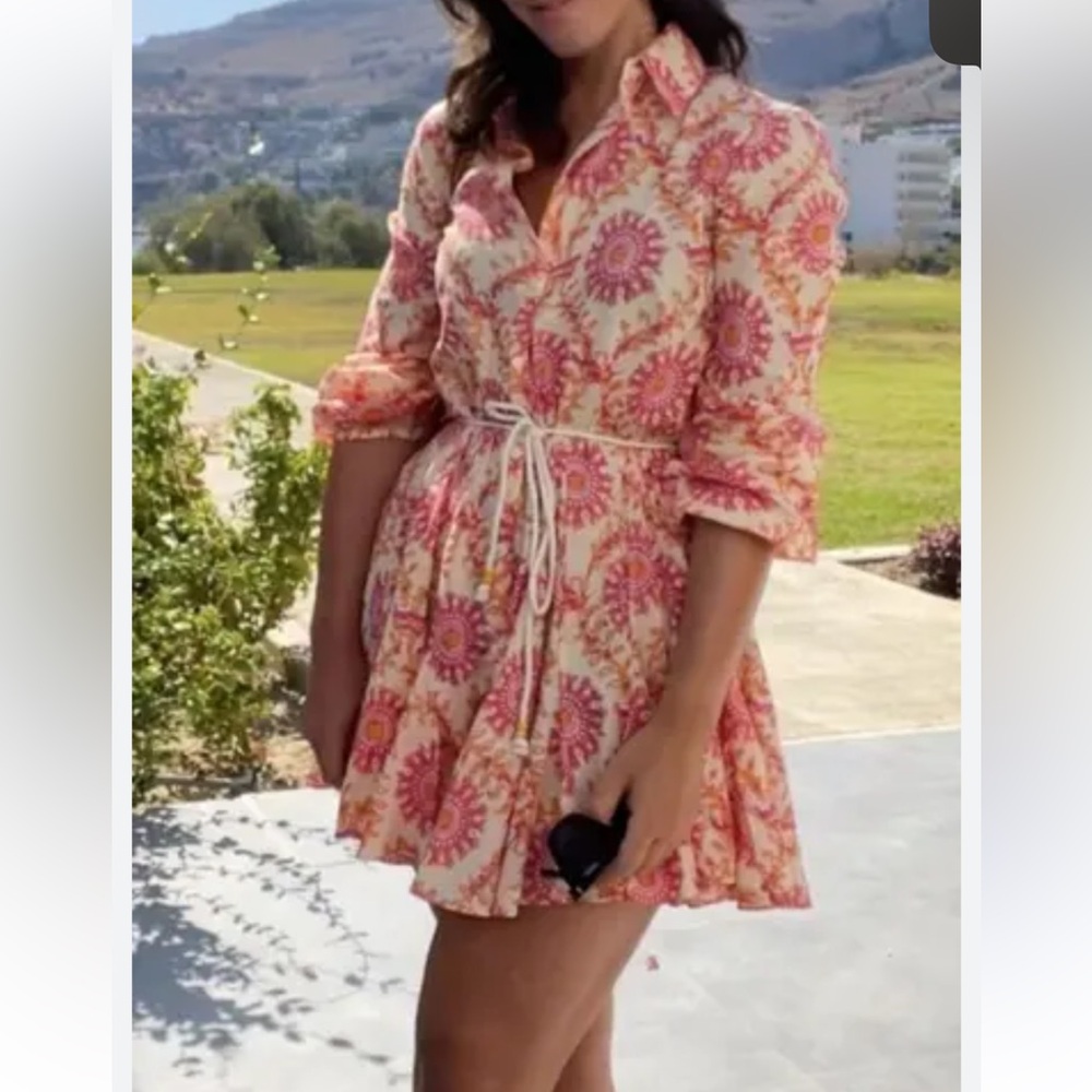 Zara Pink and Orange Floral Mini Dress